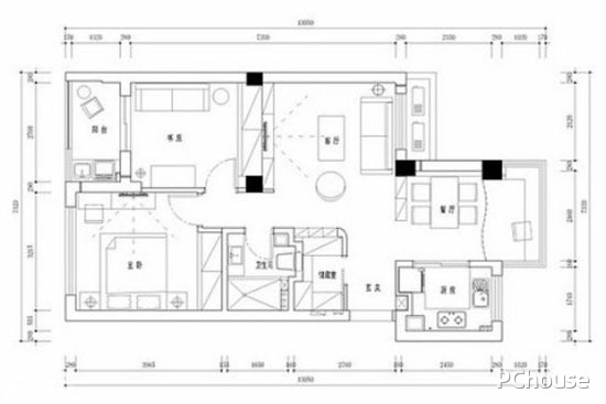 二室一厅户型图展示大全