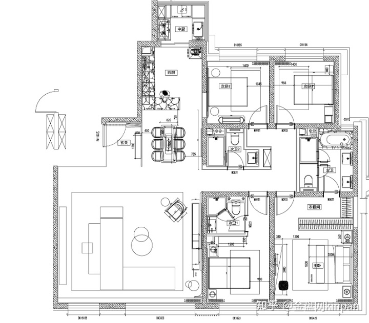 四居室户型图最好户型_楼房四居室户型图_珠江峰景2居室户型图